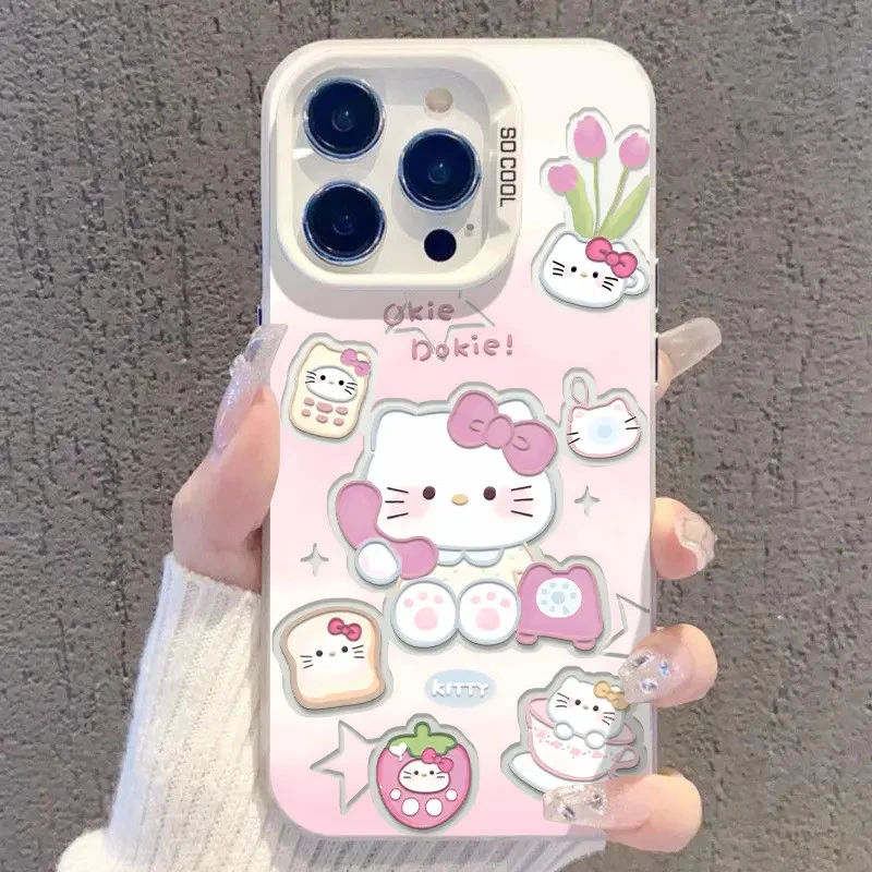 粉色草莓kt猫适用苹果17手机壳iPhone16卡通华为OPPO小米VIVO可爱