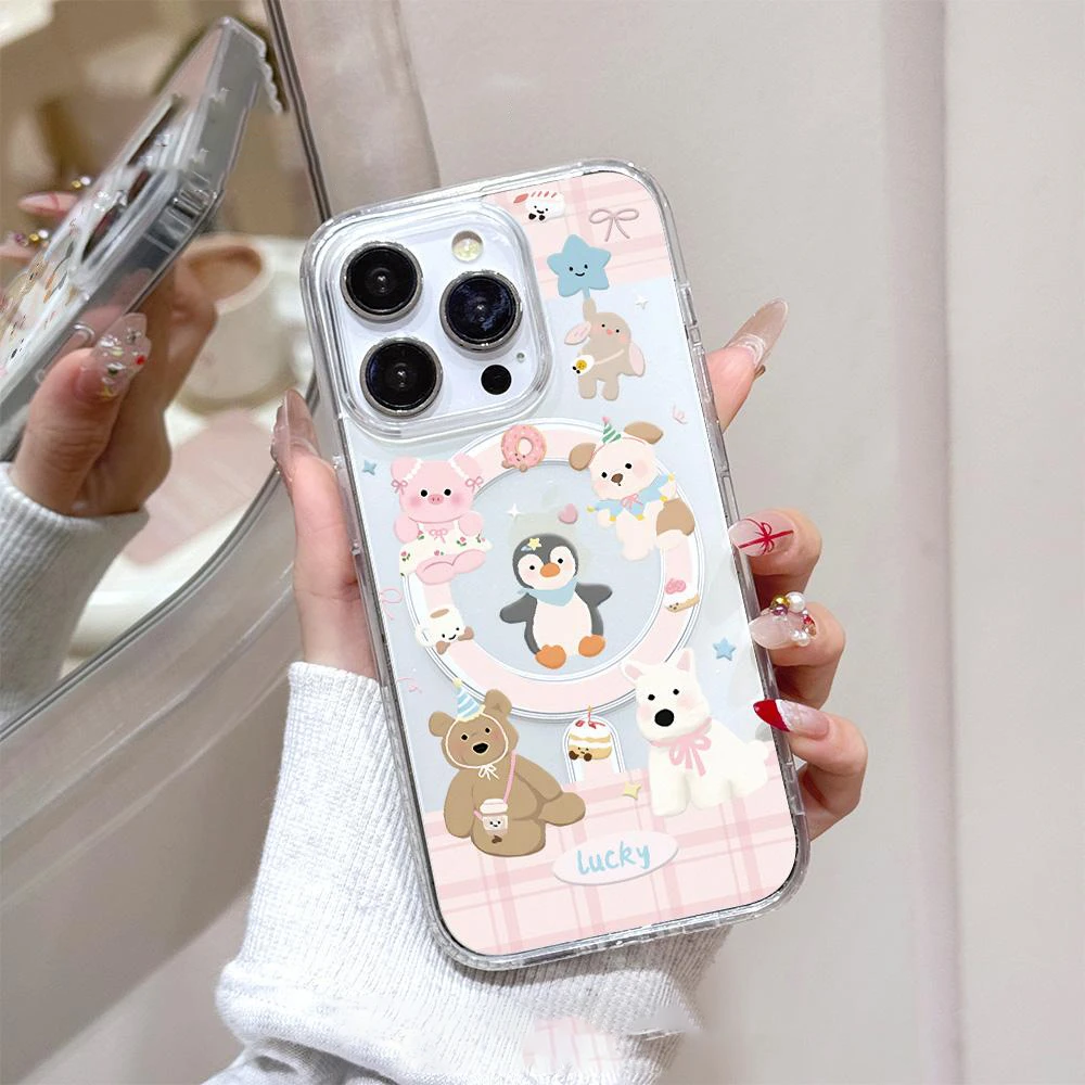 磁吸二合一可爱狗狗适用苹果16e/15手机壳iPhone234promax女xr/7P