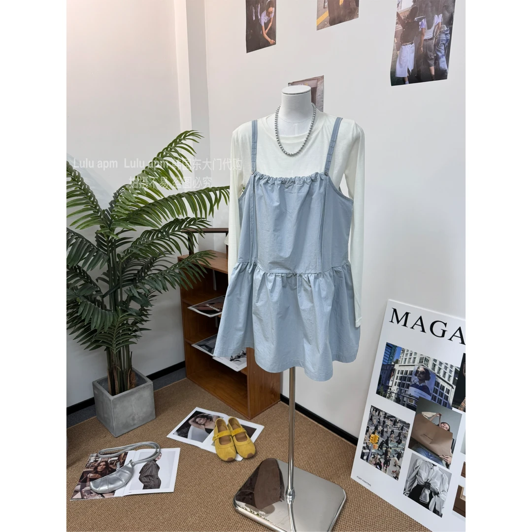 （欧泡蓝莓）韩系春季2025新款外搭衬衫裙+长袖防晒套装两件套C596