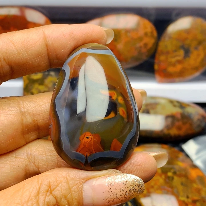 蓝***）玛瑙/玉髓合金颈饰