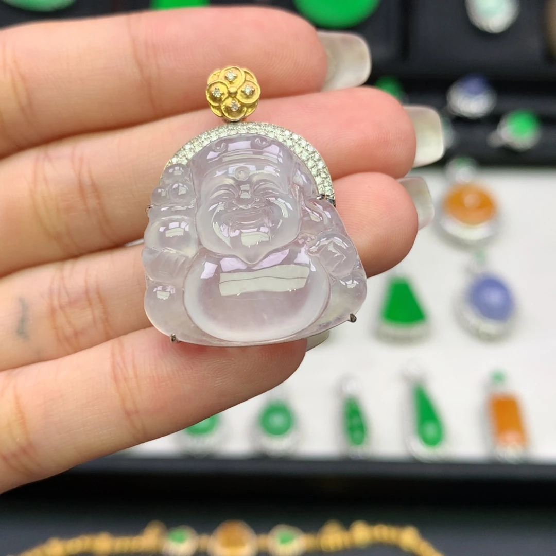 翡翠18K金镶嵌吊坠(不含链)