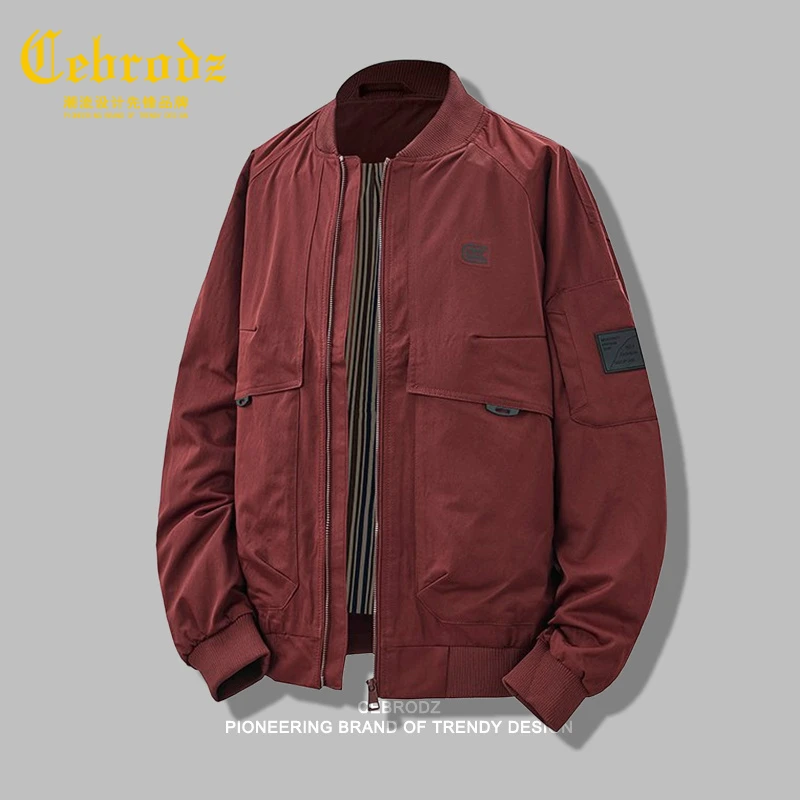 法国Cebrodz复古高端美式飞行夹克男士棒球服秋季新款工装外套男