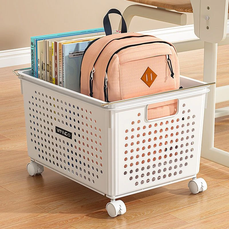 带轮收纳箱书箱学生教室桌下装书整理箱书本收纳盒高中书籍储物间