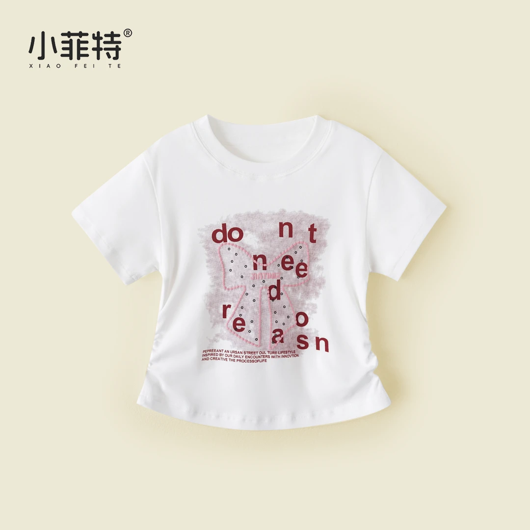 小菲特夏季新款女童洋气字母扎染短袖t恤儿童圆领半袖YNYX50732