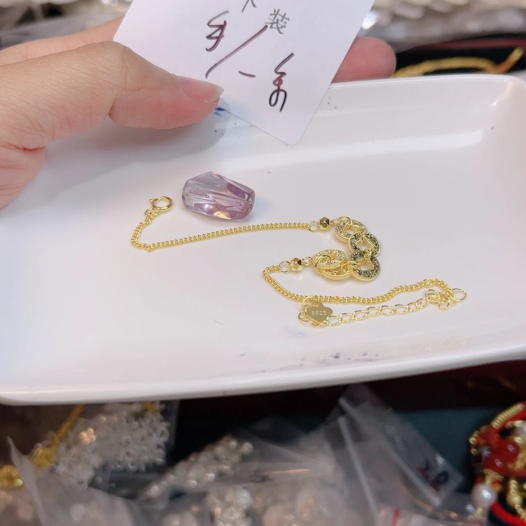 紫晶珠宝半成品银S925镀金镶嵌5