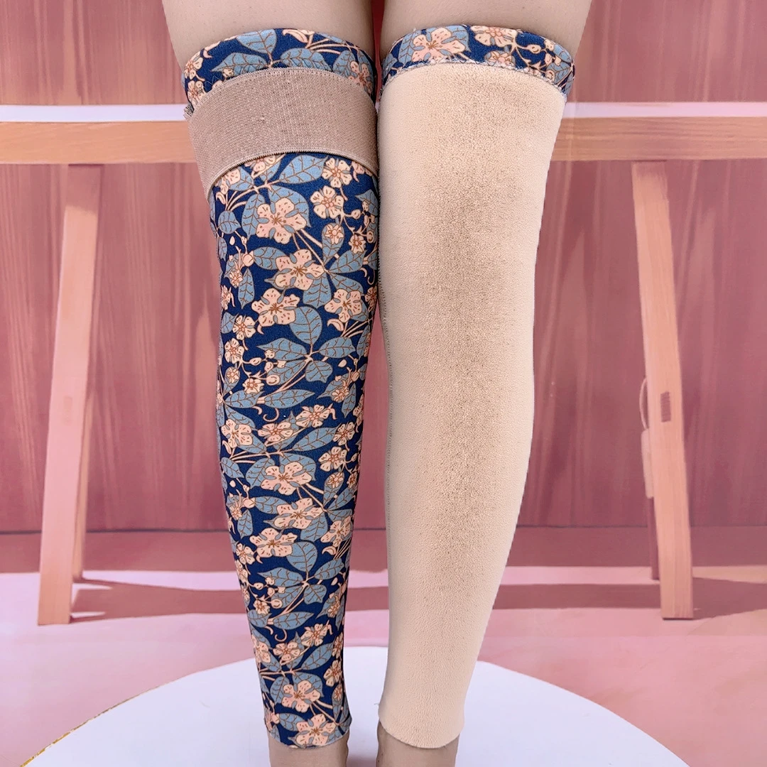 新款莫代尔印花护膝秋冬季防寒关节凉防护老人护膝盖加绒-宏