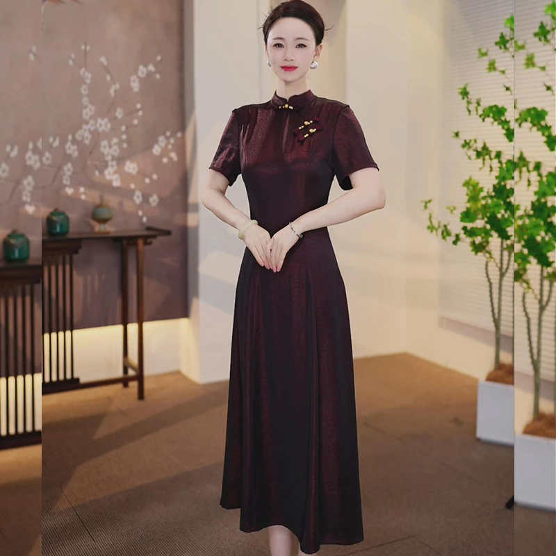 [SU12]2025新款复古风优雅旗袍中国风妈妈旗袍连衣裙夏季裙子