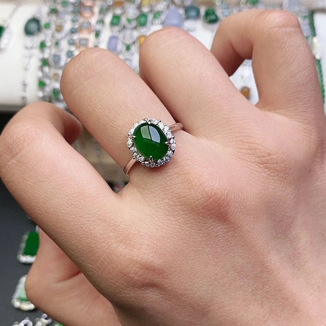 翡翠银S925镶嵌戒指