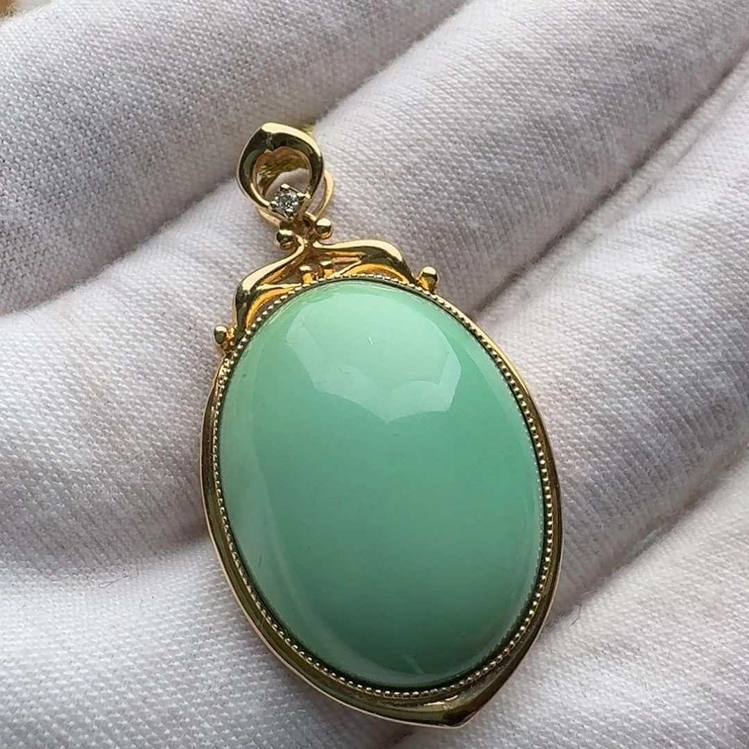 绿松石18K金镶嵌吊坠(不含链)