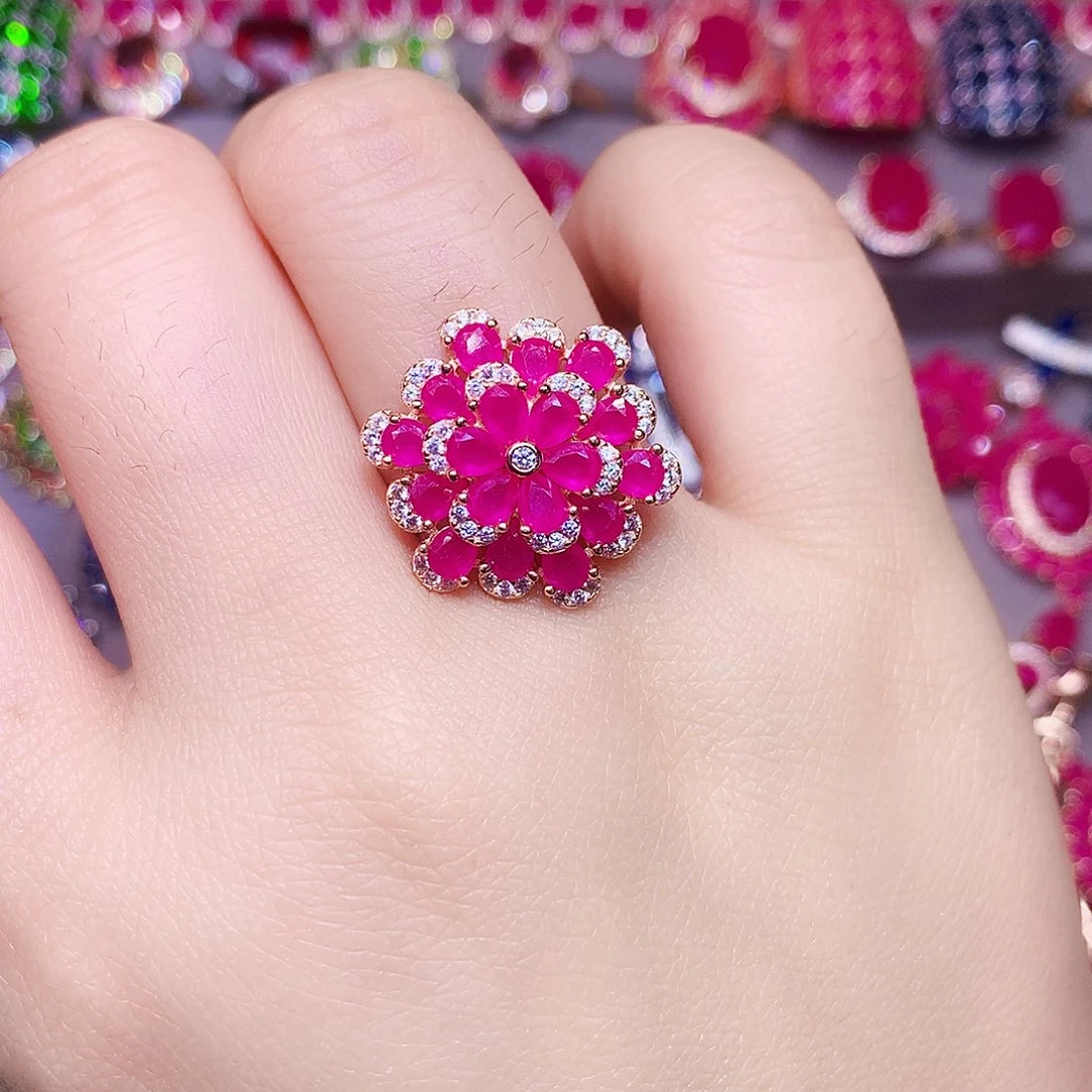 银S925镶嵌戒指红宝石