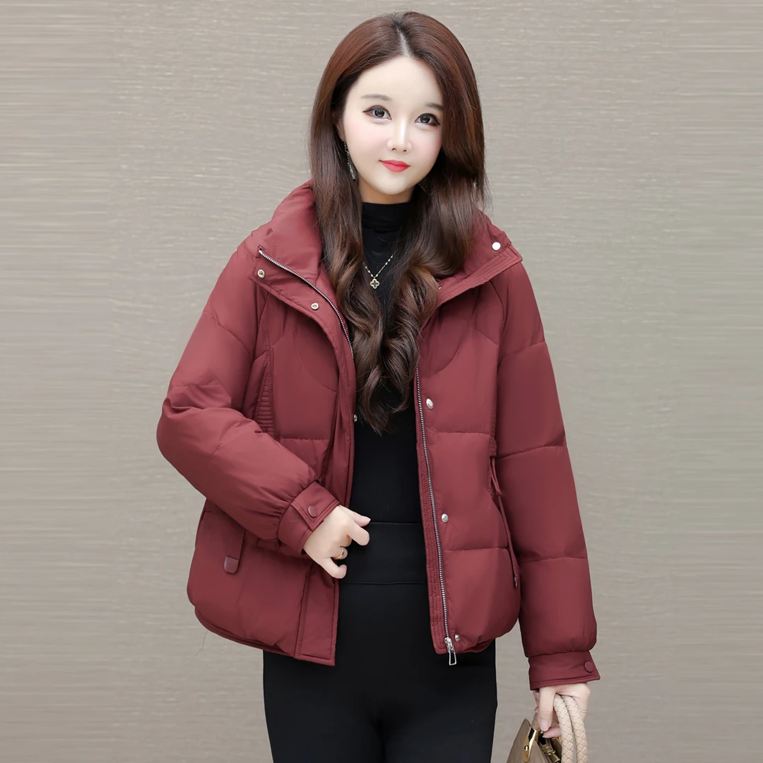 高端轻奢小个子洋气短款红色轻薄款小羽绒服女款爆款2025新款冬季