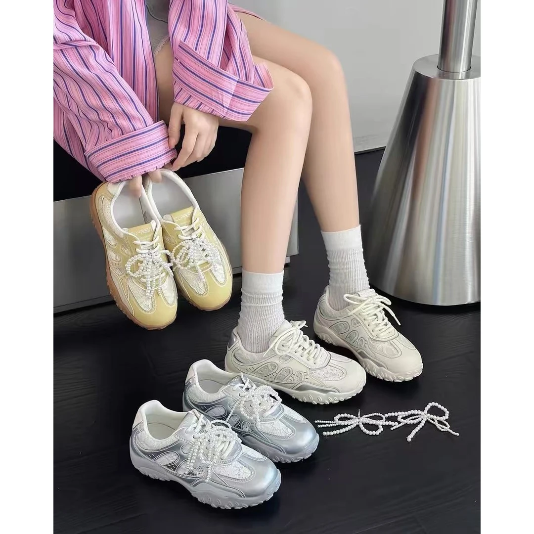 厚底夏新款珍珠网面透气轻便运动休闲阿甘板鞋509(板鞋)