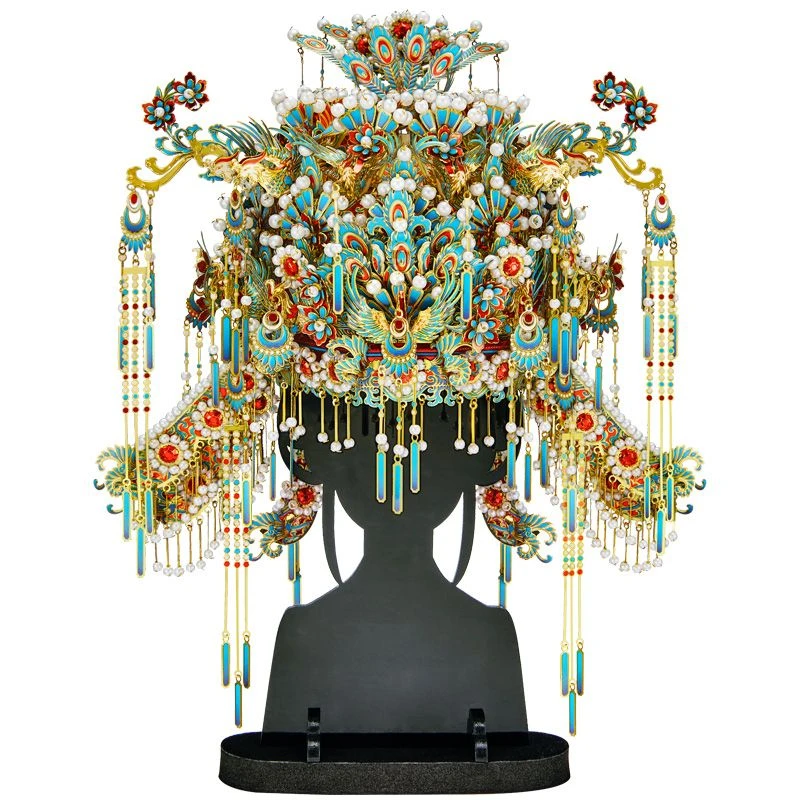 新品拼酷点翠凤冠花轿十里红妆拼图金属效果立体全套模型diy拼装