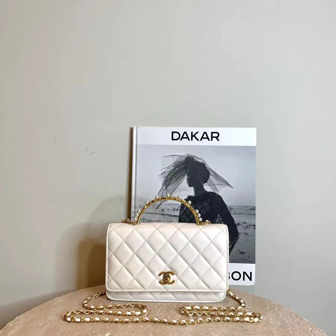 95新 Chanel/香奈儿 壹臻/23B白金珍珠手柄woc/20910209