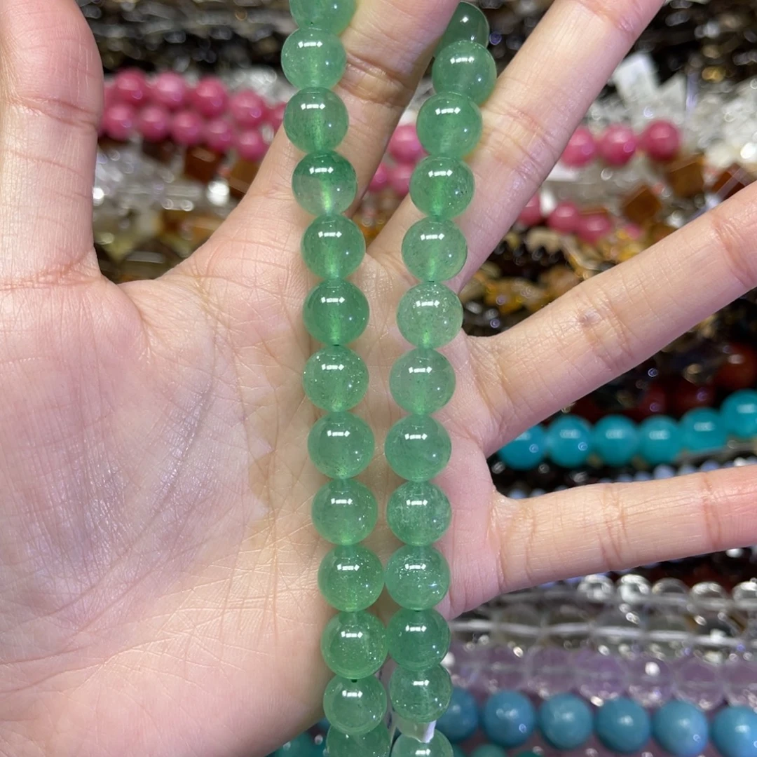 玛瑙/玉髓散珠天然绿草莓卡10长条38厘米