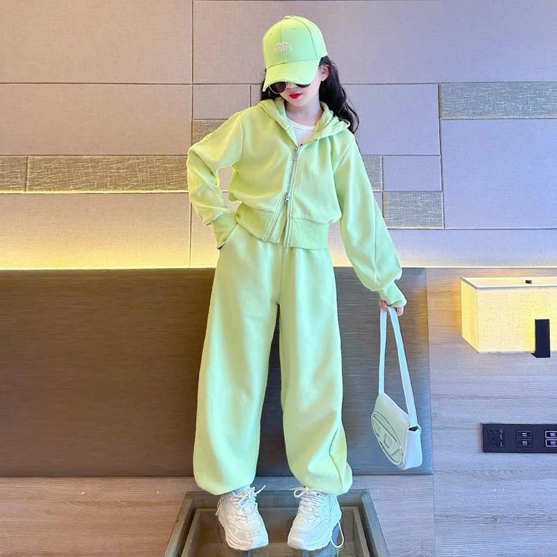 巴拉女童春装2025新款运动套装春秋款洋气时髦两女童白色运动套装