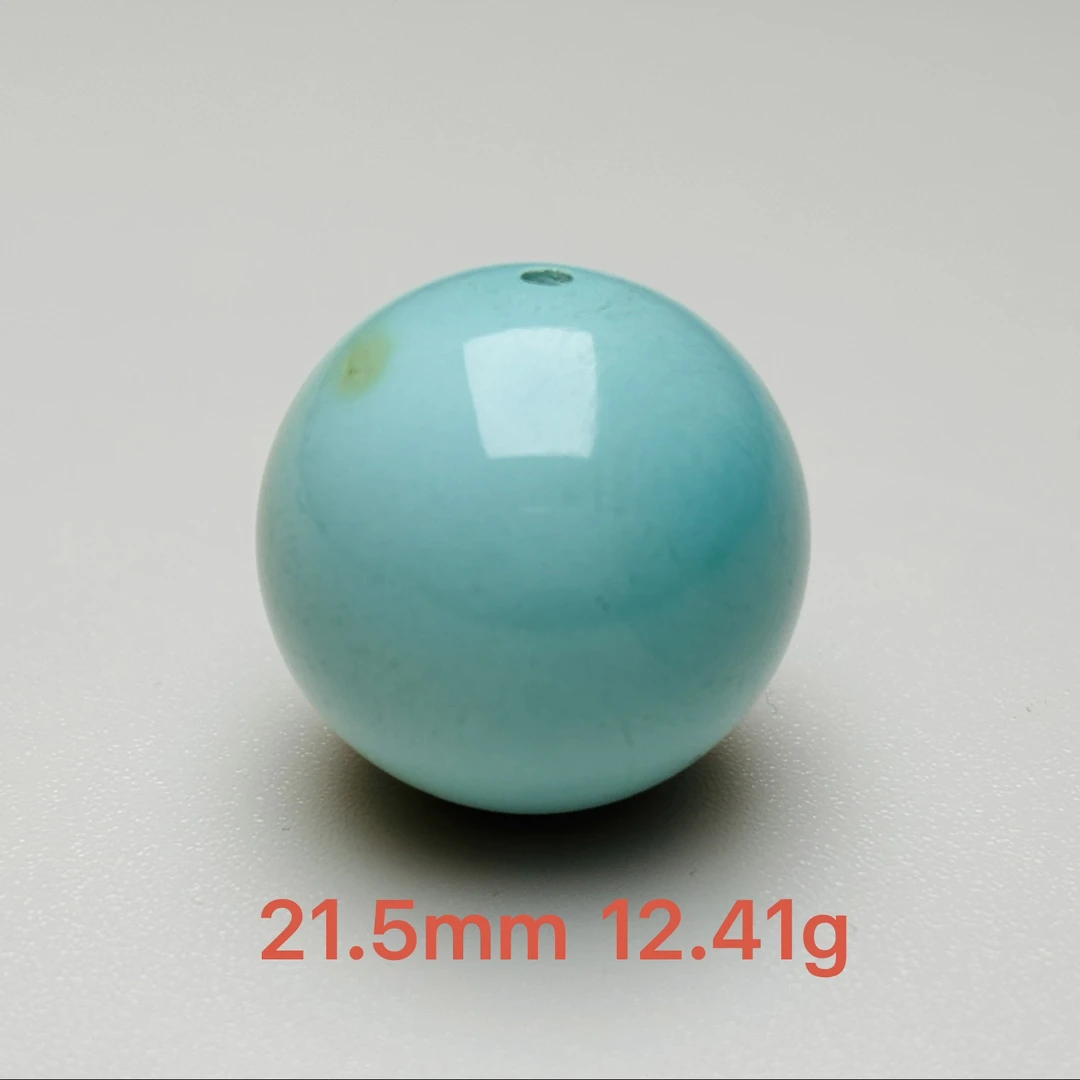 石界原矿绿松石瓷精雕圆珠特色饰品精品直径21.5mm瓷釉级无线锁骨