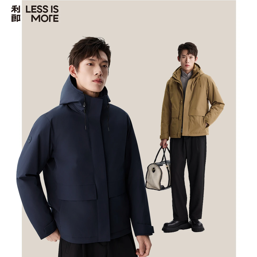 利郎【拒水商羽鲜绒】25冬户外连帽羽绒服防风加厚保暖运动休闲外套