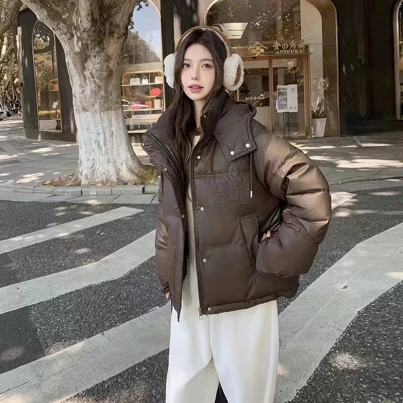 加厚PU皮棉服女宽松保暖小个子显高短外套新款免洗面包服潮819
