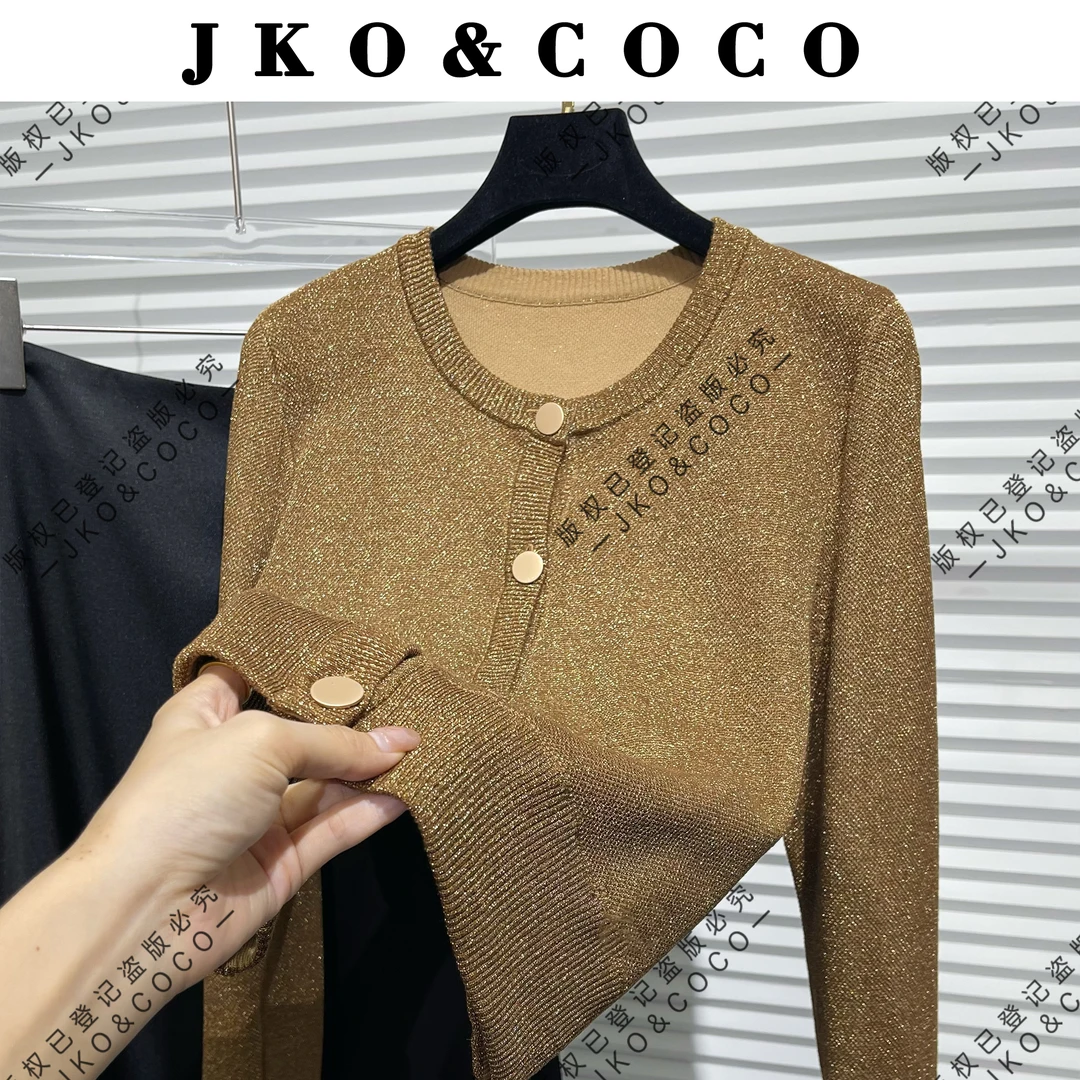 JKO&COCO【甜蜜蜜】秋冬进口水晶纱闪闪纱 气质百搭针织衫 长袖开衫