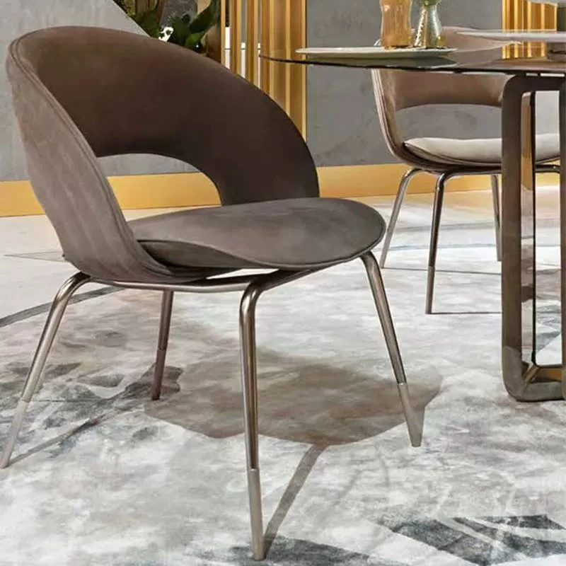 意式轻奢靠背家用不锈钢书桌椅布艺小户型设计师简约餐厅家具餐椅