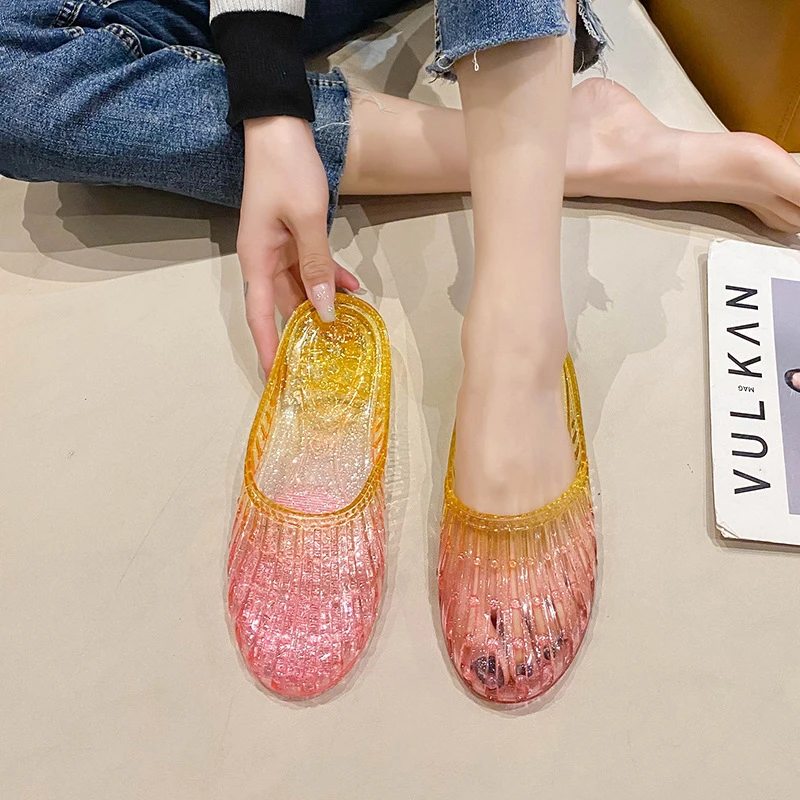 水晶透明百搭包头拖鞋女款外穿防滑柔软新款浴室新款凉拖