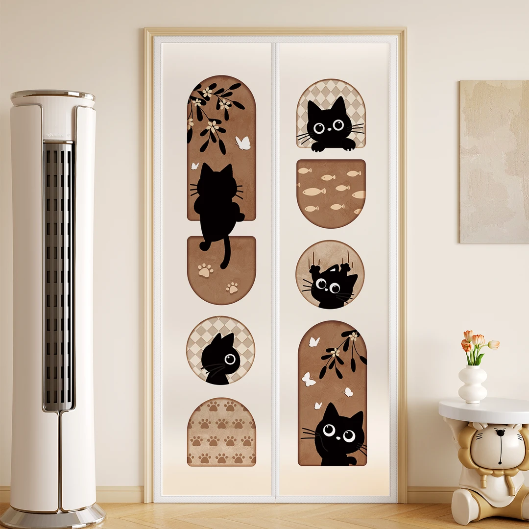 卡通EVA空调门帘防走冷磁吸免打孔防蚊门帘2025新款厨房遮挡帘子