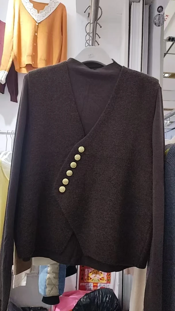 女修身型常规款透气圆领厚款马夹法式拼接短款纯色针织马甲秋冬