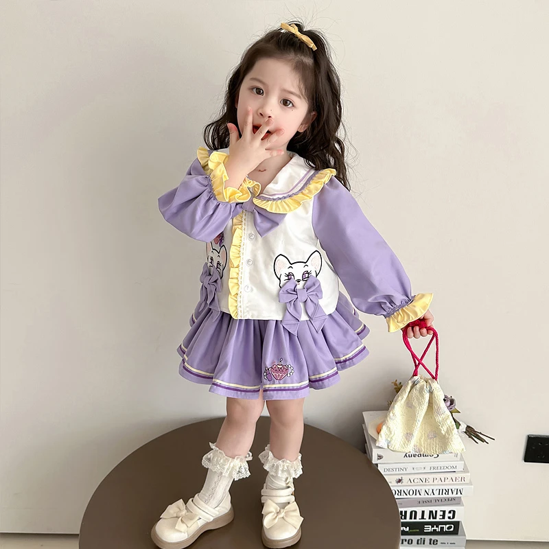 单排扣套头休闲春秋女常规洋气儿童韩版套装公主裙长袖制服小女孩