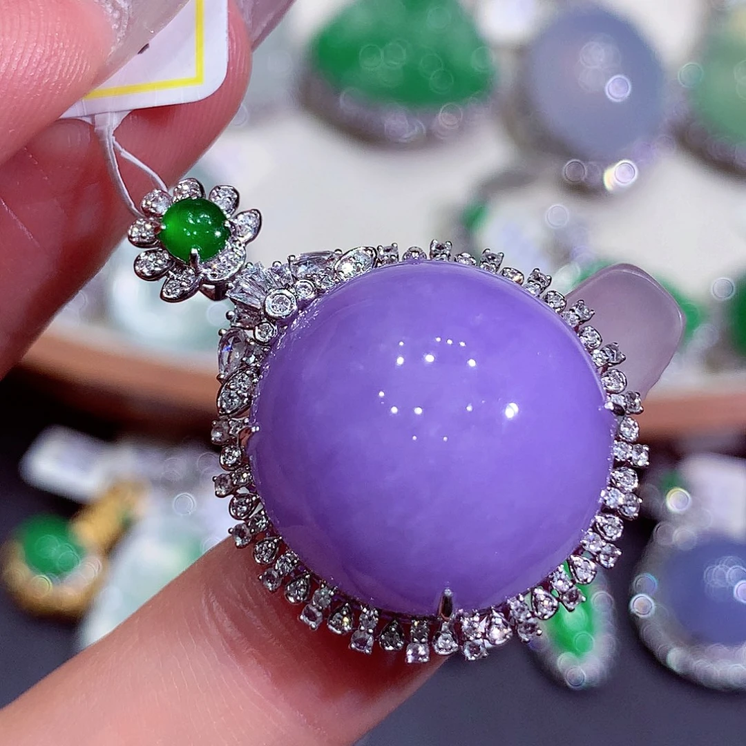 翡翠18K金镶嵌吊坠(不含链)