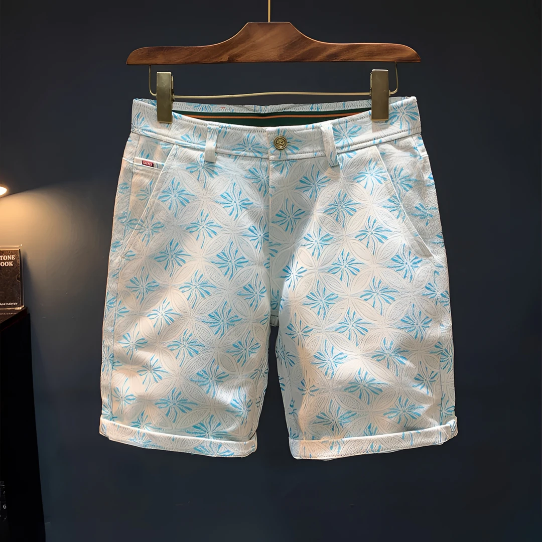 法国Cebrodz高端轻奢男短裤潮牌夏季薄款印花休闲五分裤痞帅中裤