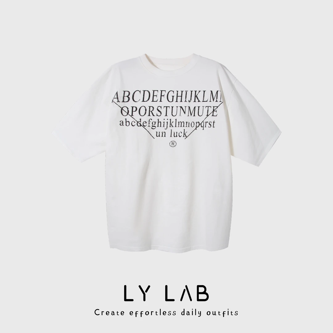 LY LAB 25SS春夏新款字母印花纯棉高克重半袖T恤73581
