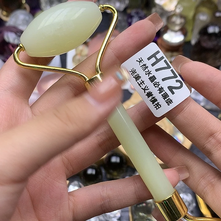 粉***线水晶珠宝半成品未镶嵌手把件
