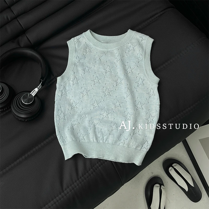 【元气星星】阿卷夏镂空星星背心无袖轻薄透气针织衫背心MPG5982