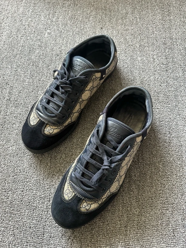 90新 GUCCI/古驰 41.5码 低帮满印男士板鞋