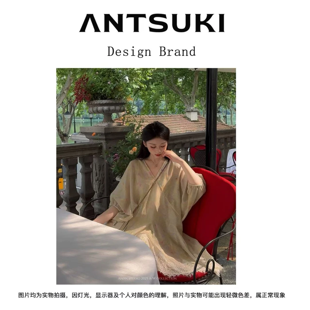 AnTsuki.【绿野仙踪】25年夏季新款暗纹刺绣 碎花莱赛尔天丝连衣裙