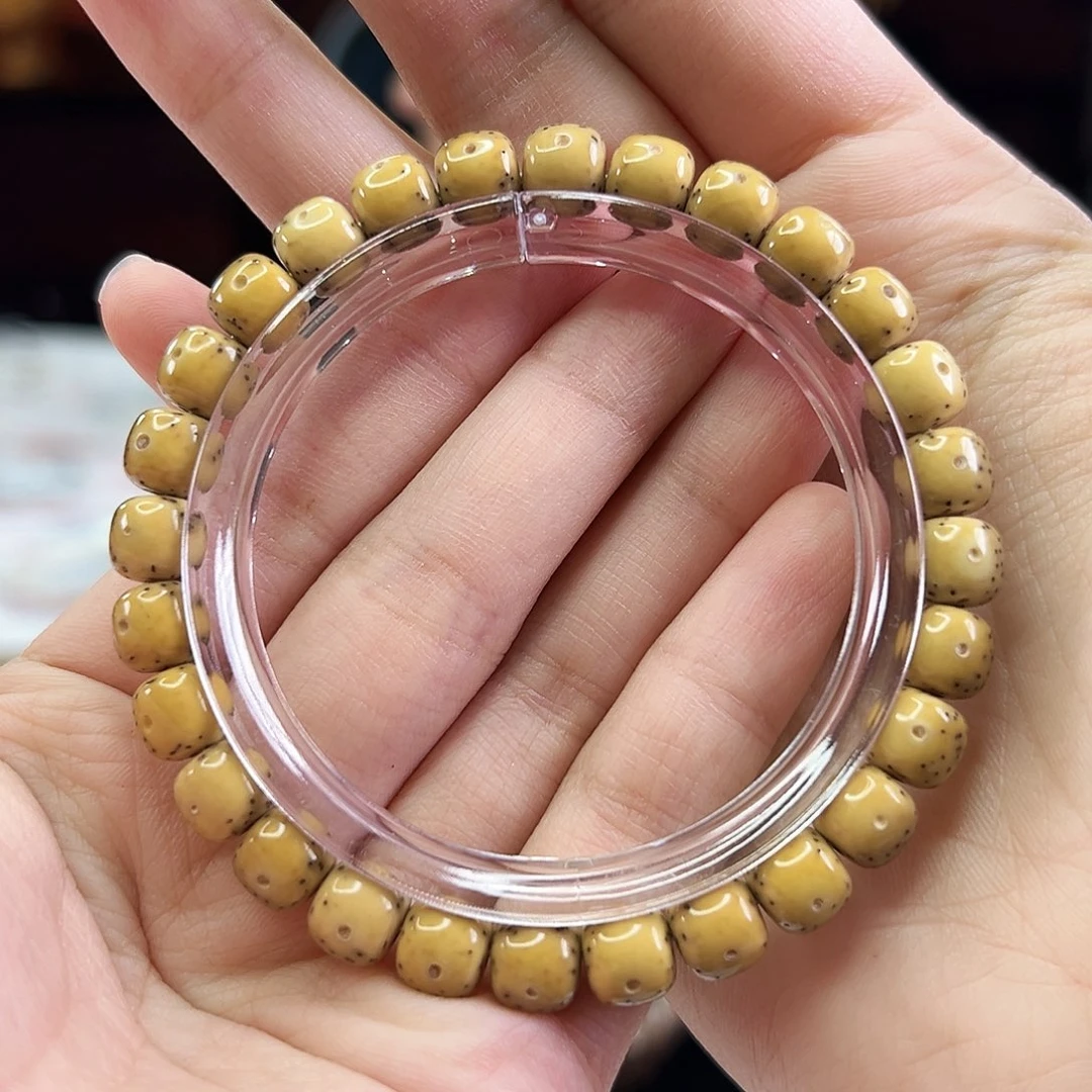 星月菩提手串Fqh8*7石玉料 贯穿通体留白 火龙果星点