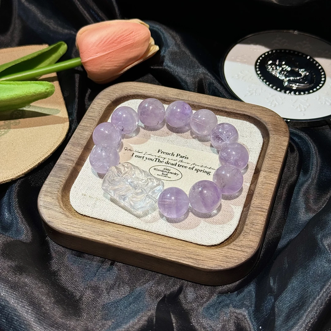 薰衣草紫水晶凤九白水晶手串天然水晶手链 多样性发一Z145