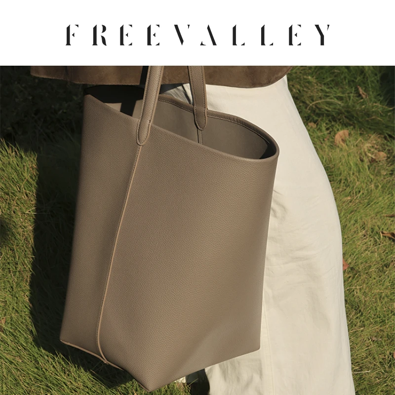 FREEVALLEY自由谷 慵懒随意大容量单肩牛皮水桶包小众手提大包
