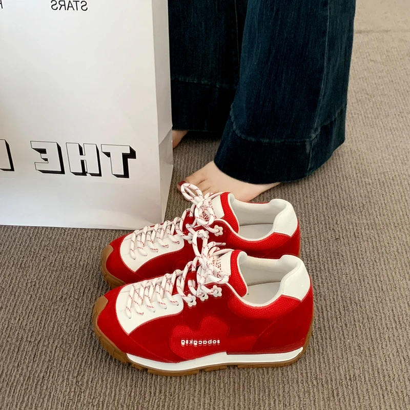 7CM拼色内增高透气德训鞋女2025秋季时尚休闲鞋鞋子户外机能潮鞋