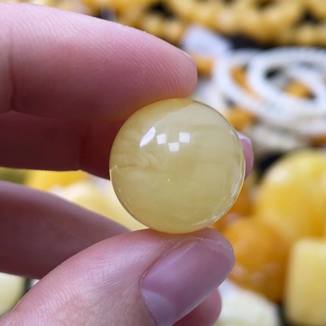 蜜蜡未镶嵌珠宝奇石17.3mm白蜜妖花 瑕