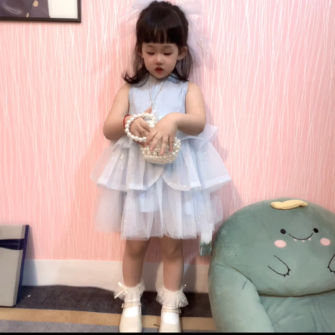 女童背心儿童连衣裙夏装夏季2025新款女宝宝甜美蓬蓬网纱公主裙