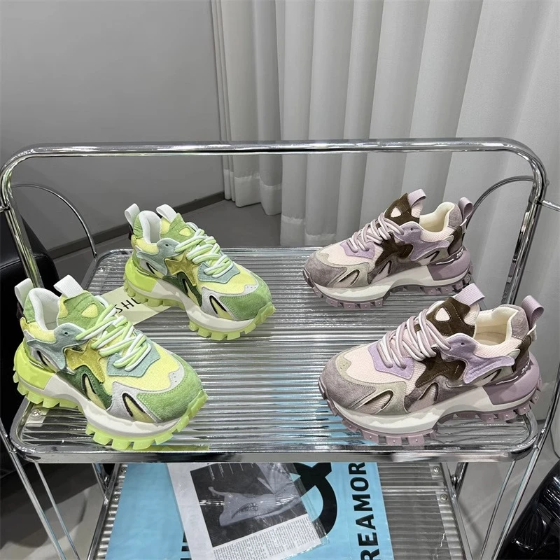 2025春季新款拼色舒适休闲单鞋韩版时尚百搭运动阿甘鞋女单鞋