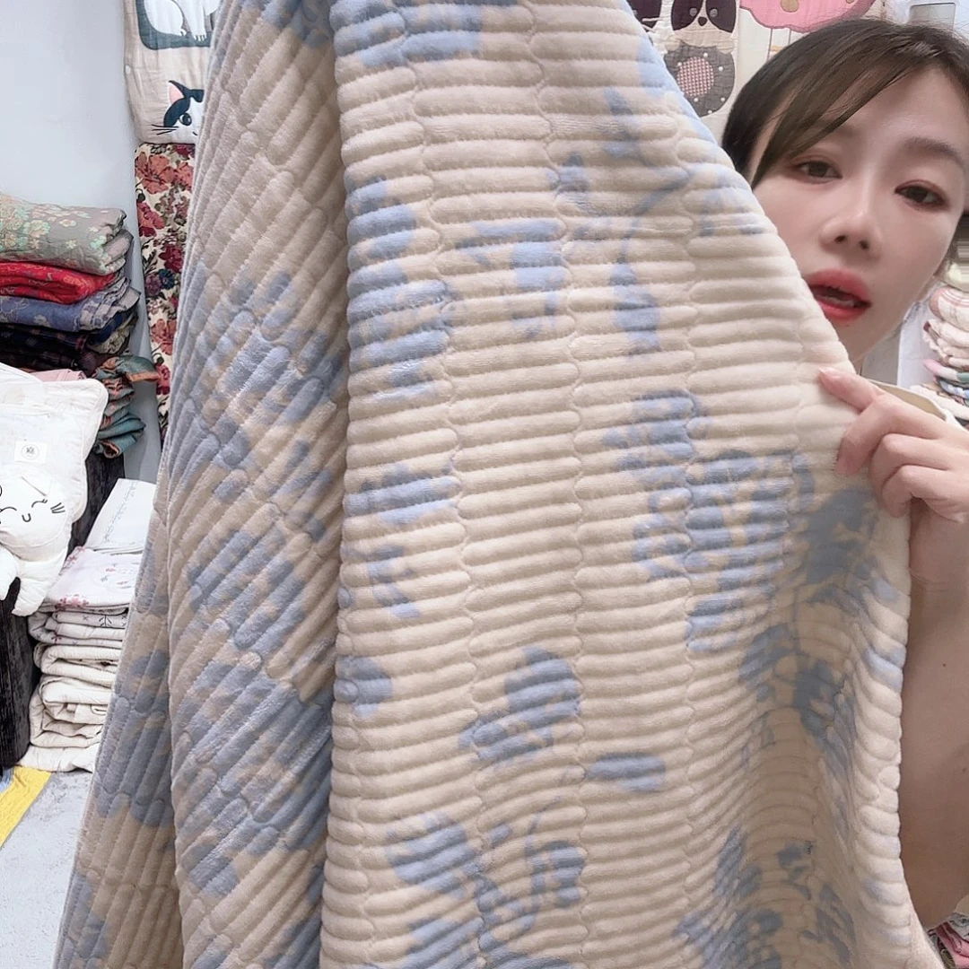 棉加厚宝宝绒咖蓝花200/230