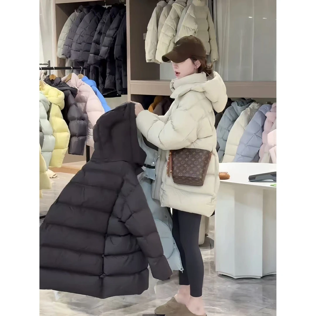 2025冬季新款羽绒服女中长款韩版宽松90白鸭绒云朵泡芙LY