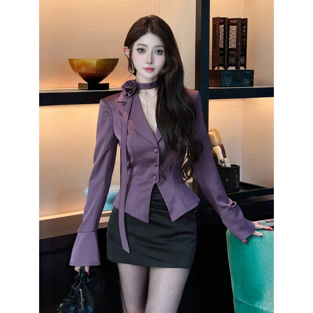 美拉德洋气时髦套装女2025秋季新款设计感西装领外套半身裙两件套