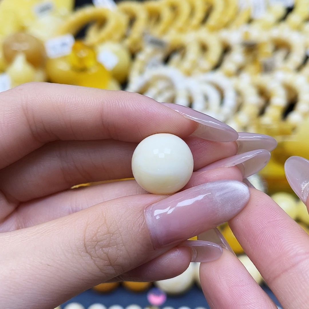 _***q蜜蜡未镶嵌裸石沁色圆珠15.4mm