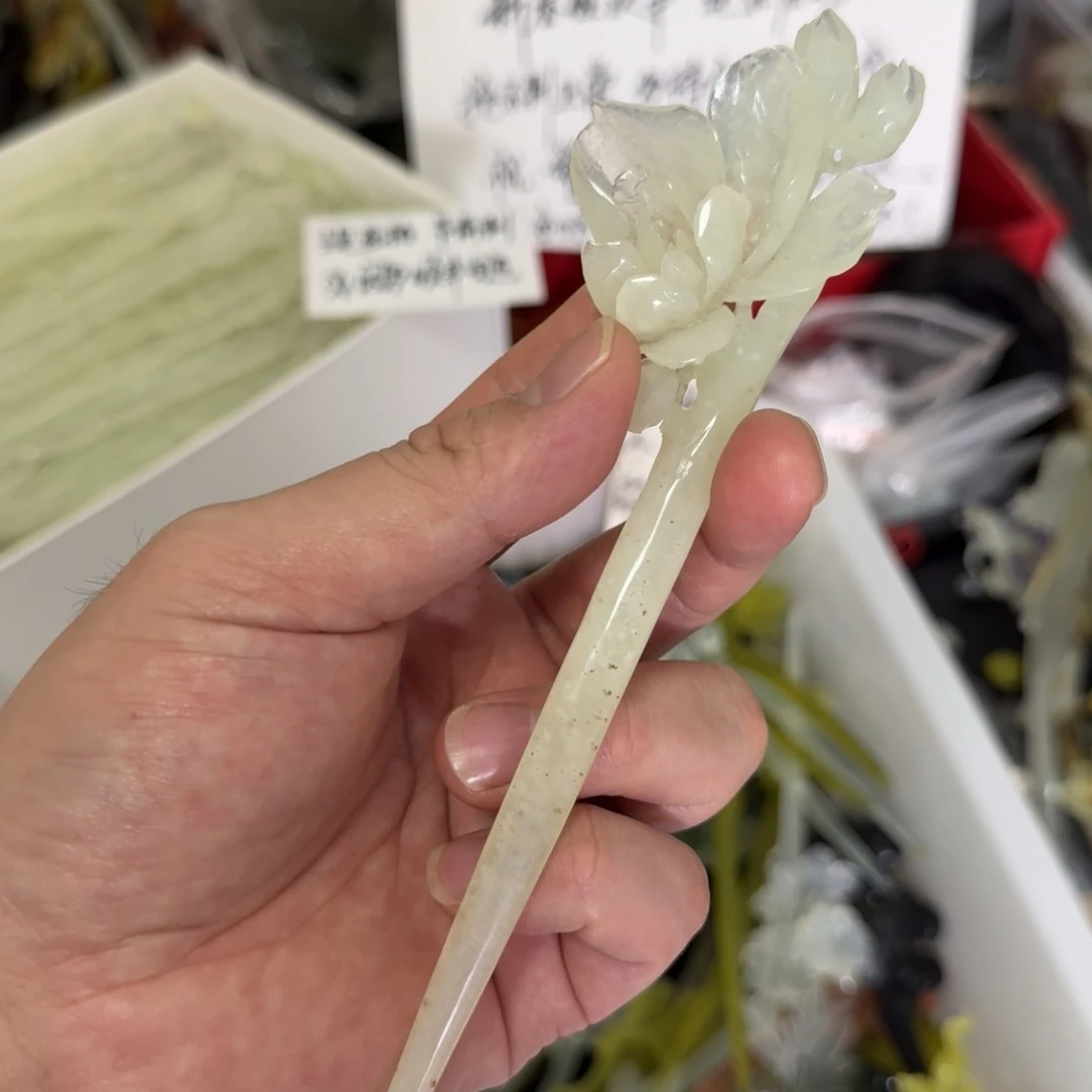 岫玉发饰未镶嵌明君玉簪就是好看