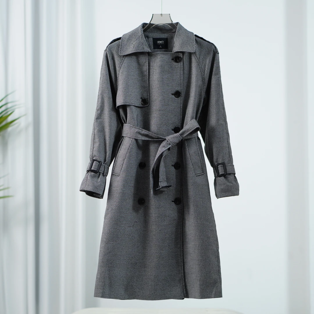 【德M】E475 女装秋千鸟格风衣格纹53632046081701102