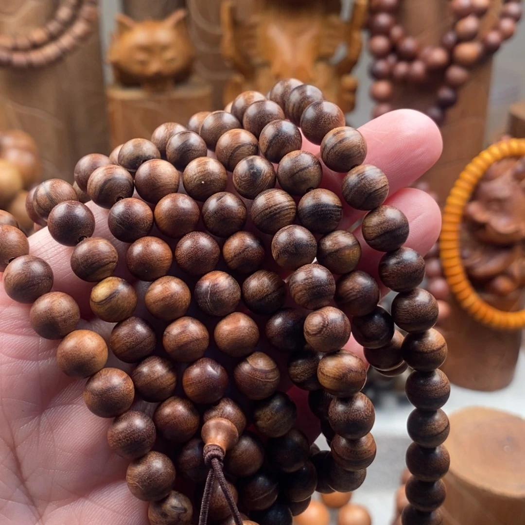 檀香木手串/手链多**亿0.8多圈焦糖瑕疵×2
